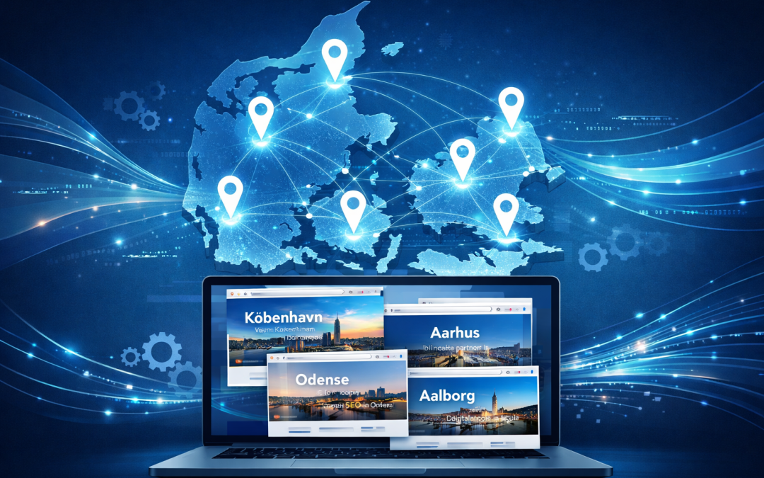 Bliv synlig i hver by i dit arbejdsområde. 1 – 50+ unikke landingssider med Make.com!
