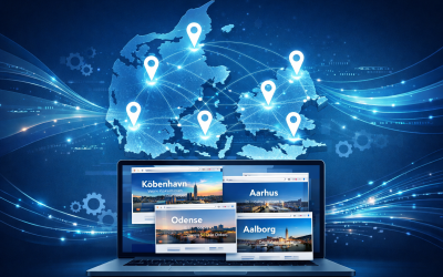 Bliv synlig i hver by i dit arbejdsområde. 1 – 50+ unikke landingssider med Make.com!
