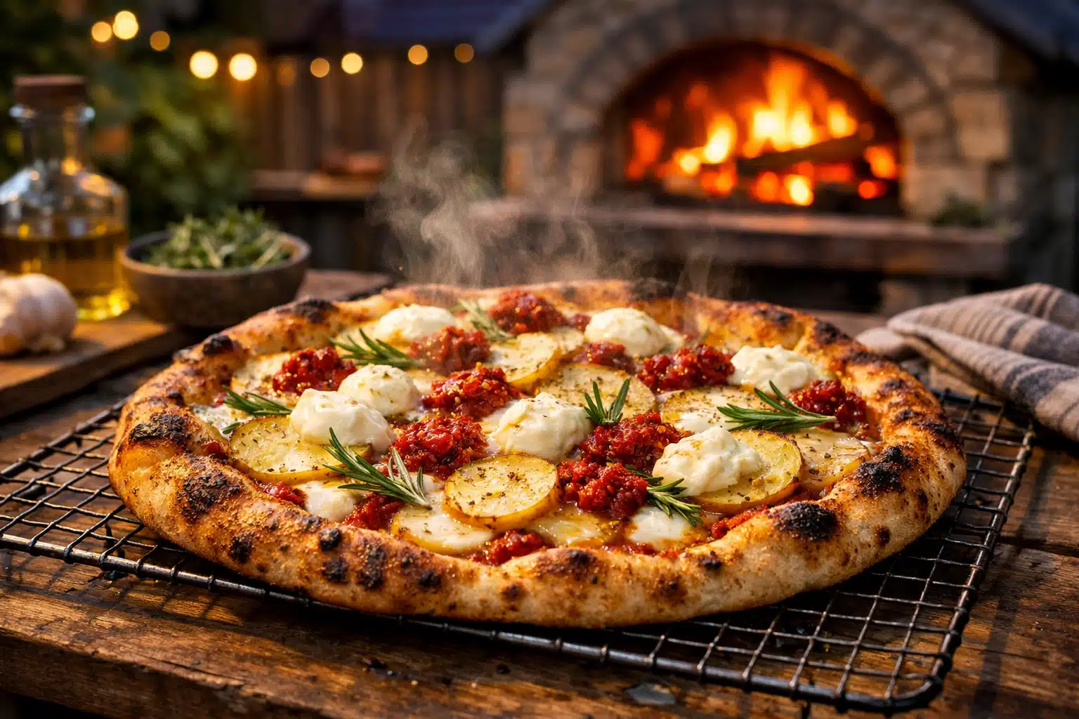 Min hemmelighed til den perfekte kartoffelpizza? Mozzarella, mascarpone og lidt stærkt