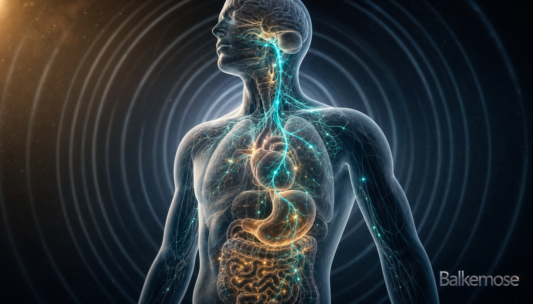 output1 1.png Anatomisk illustration af menneskekrop med lysende nervesystem og organer